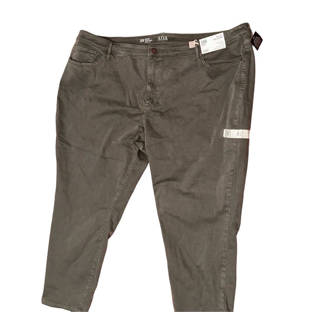 NEW WITH‎ TAGS A.n.a Women's Ankle Skinny Mid Rise olive Green PLUS Size 28W